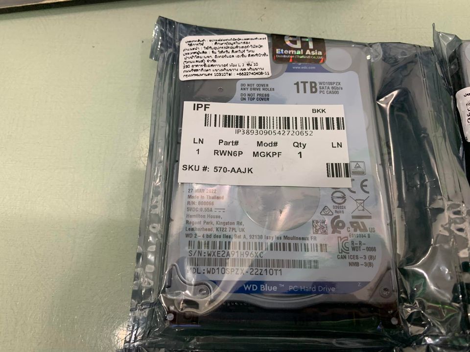 1 TB HDD (NOTEBOOK) WD BLUE (5400RPM, SATA-3, WD10SPZX) ของใหม่
