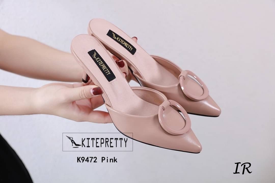 รองเท้าคัทชูส้นเตี้ยเปิดส้น (สีชมพู)