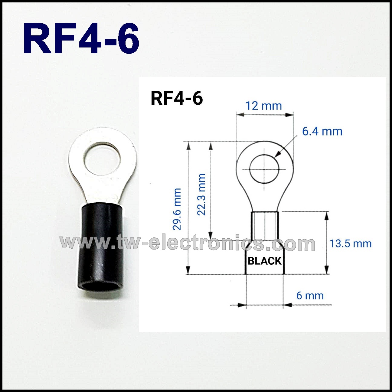 หางปลากลม หุ้ม(สีดำ) T-LUG / RF4-6