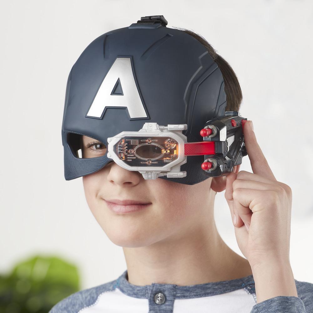 Hasbro Marvel Avengers Captain America Scope Vision Helmet หมวกหน้ากาก กัปตัน อเมริกา (แบบครึ่งใบ) มีแสงสีแดง-เขียว ปรับขึ้นลงได้ บรรจุแท่งยิงได้ ลิขสิทธิ์แท้