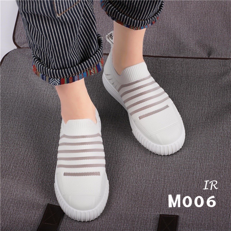 รองเท้าผ้าใบผ้าทอร่องแบบสวม