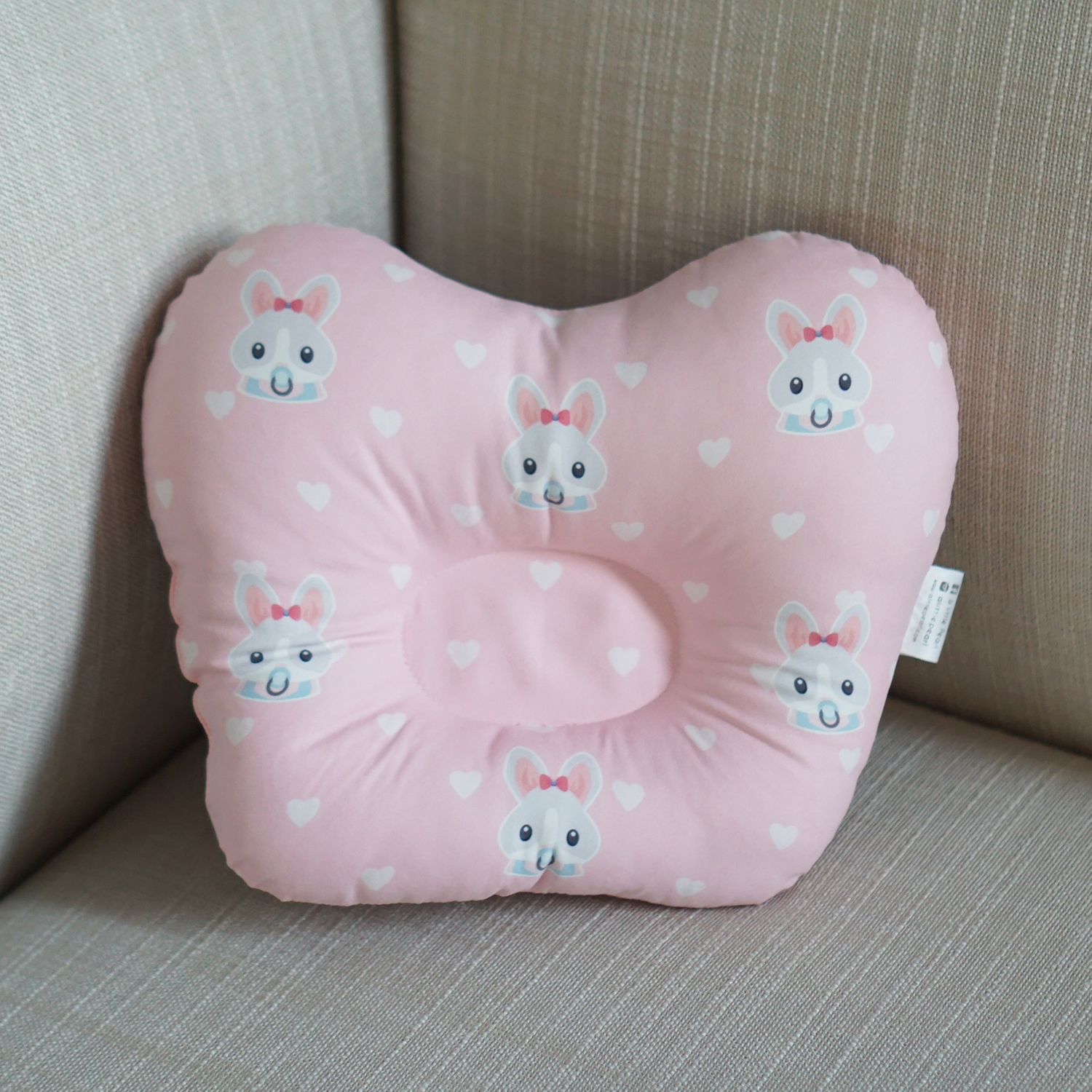 หมอนหลุม Baby Pillow แบบพร้อมส่ง ลายกระต่ายสีชมพู - Rabbit Pink