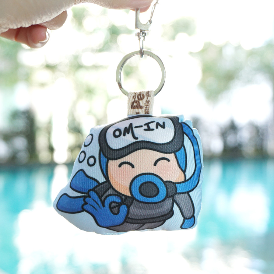 พวงกุญแจสั่งทำใส่ชื่อ ลายนักดำน้ำ Diver - Blue