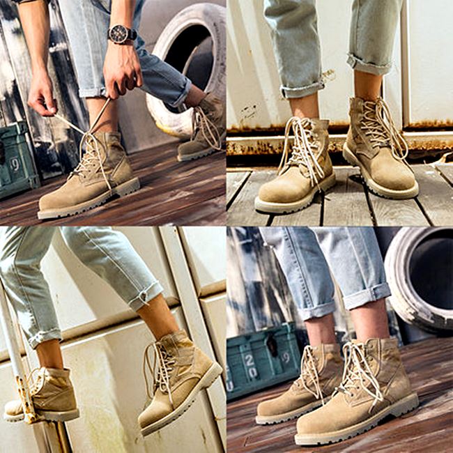 01066 รองเท้าบูท Miyano Martin Boots Leather Shoes high สไตล์วินเทจ [ชาย/หญิง] Size 39-44