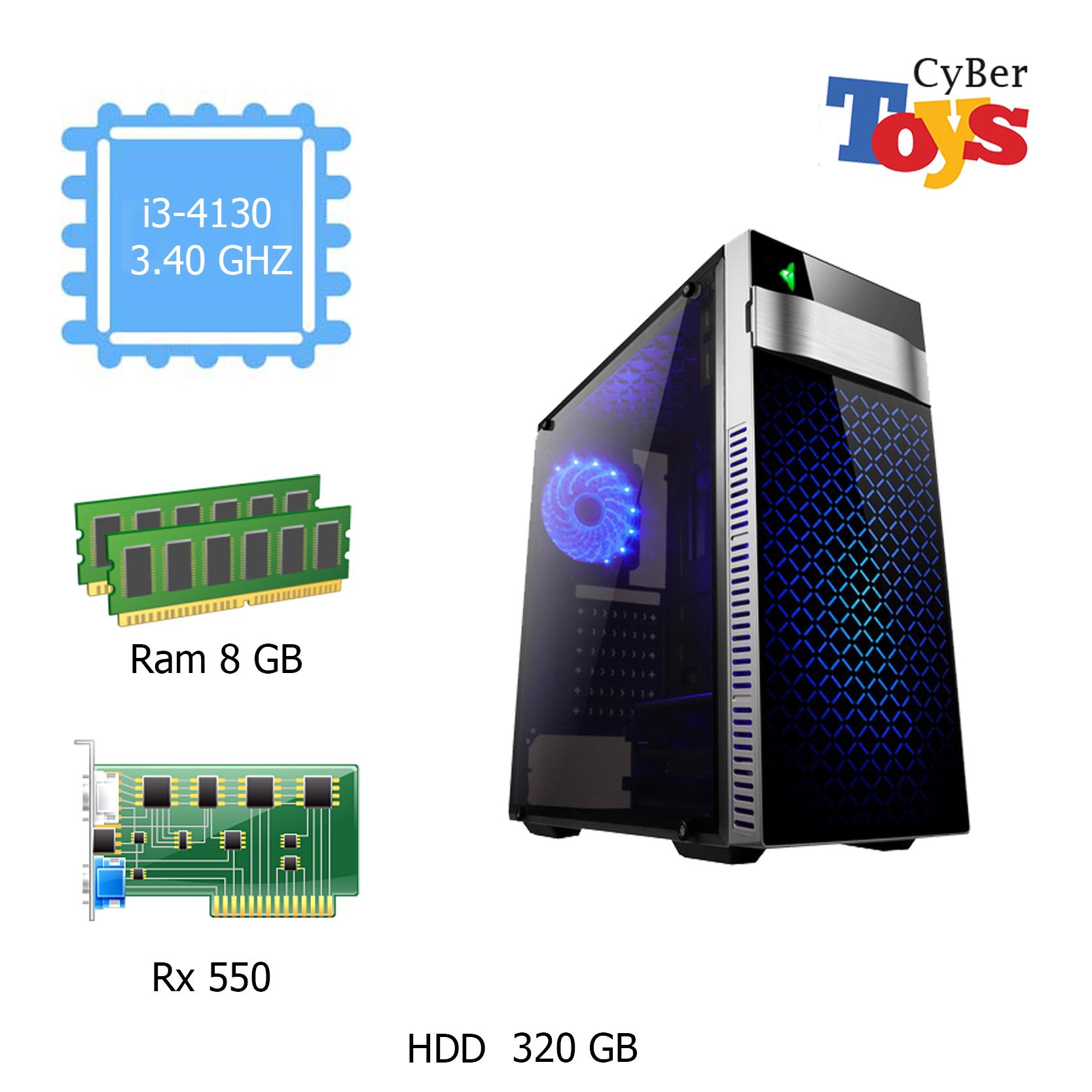 Computer PC i3 เจน 4 แรม 8 GB การ์จอ Rx550 Case i3-50 สำหรับคนชอบ RGB