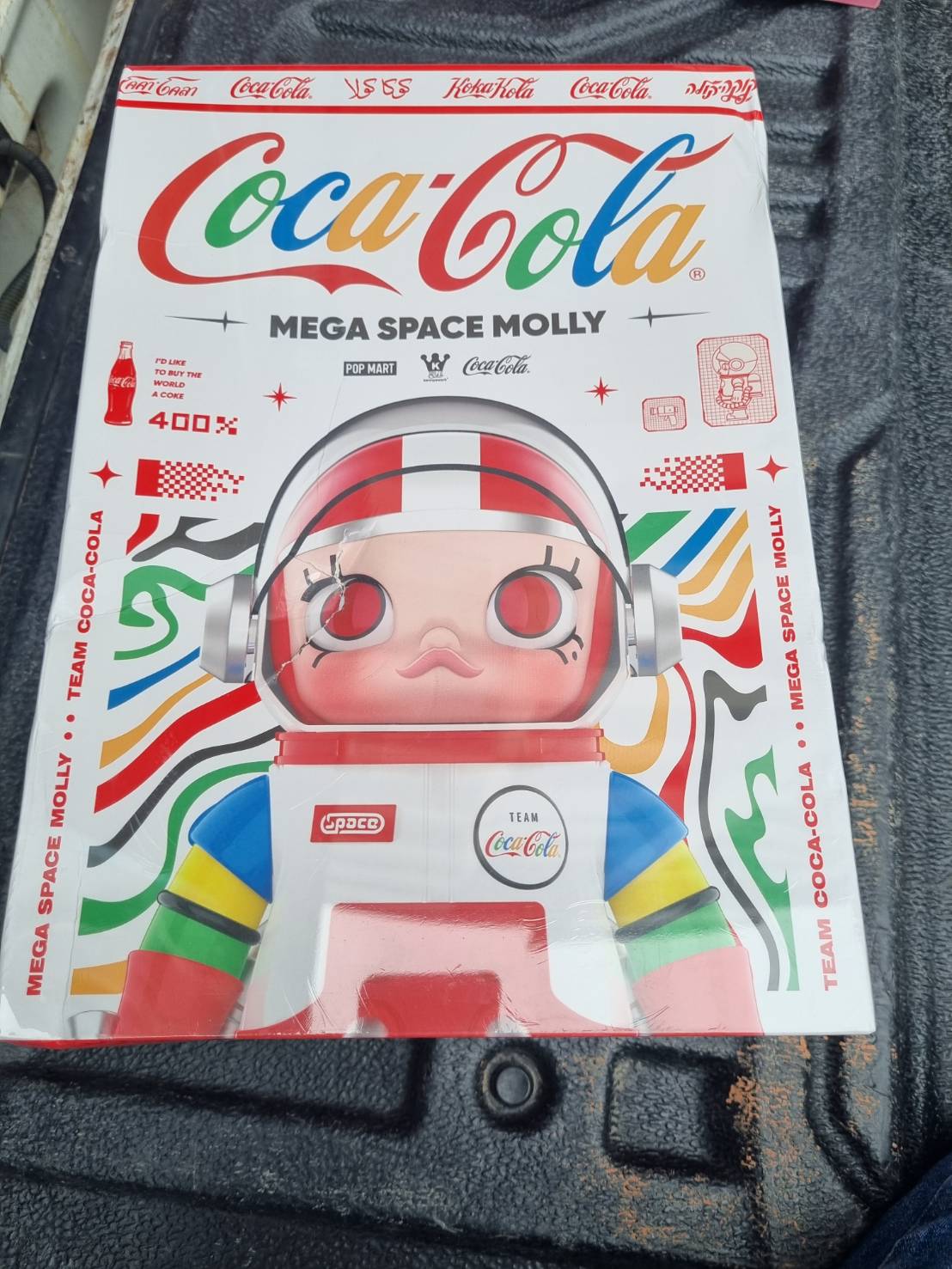 POP MART MEGA SPACE MOLLY 400% TEAM COCA-COLA กล่องบุบ เปิดเช็คของข้างใน