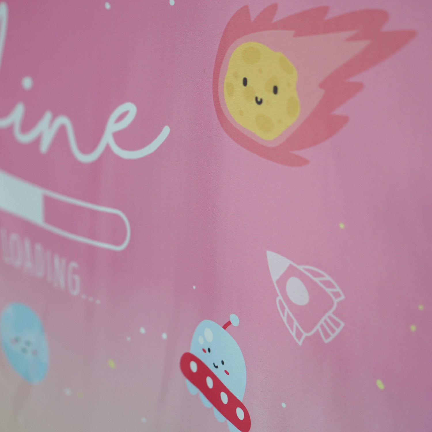 ผ้าคลุมให้นม สั่งทำใส่ชือ ลาย Planet and Friends - Pink Yellow
