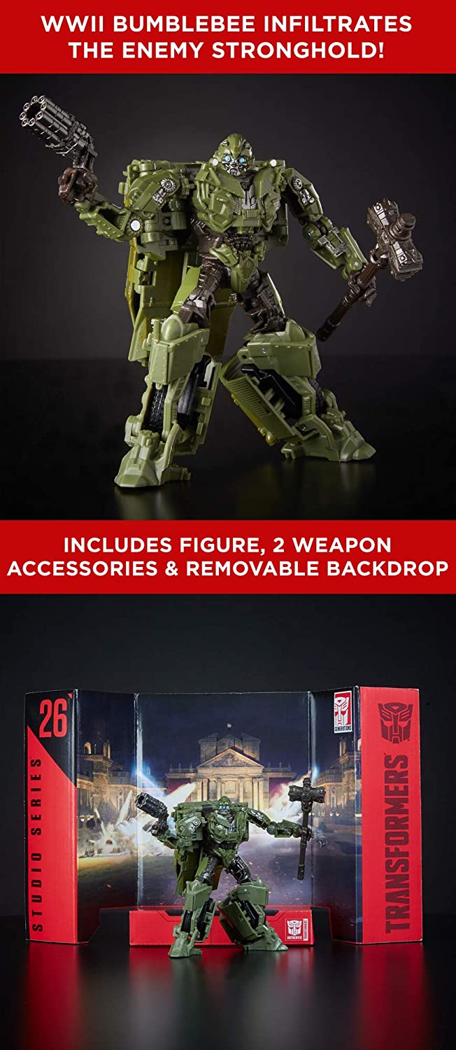Hasbro Transformers Studio Series 26 Deluxe Class WWII Bumblebee 4.5 Inch Action Figure ฮาสโบร ทรานสฟอเมอร์ส สตูดิโอ ซีรีย์ส 26 ดีลักซ์ คลาส หุ่นยนต์บัมเบิ้ลบี 4.5 นิ้ว ลิขสิทธิ์แท้