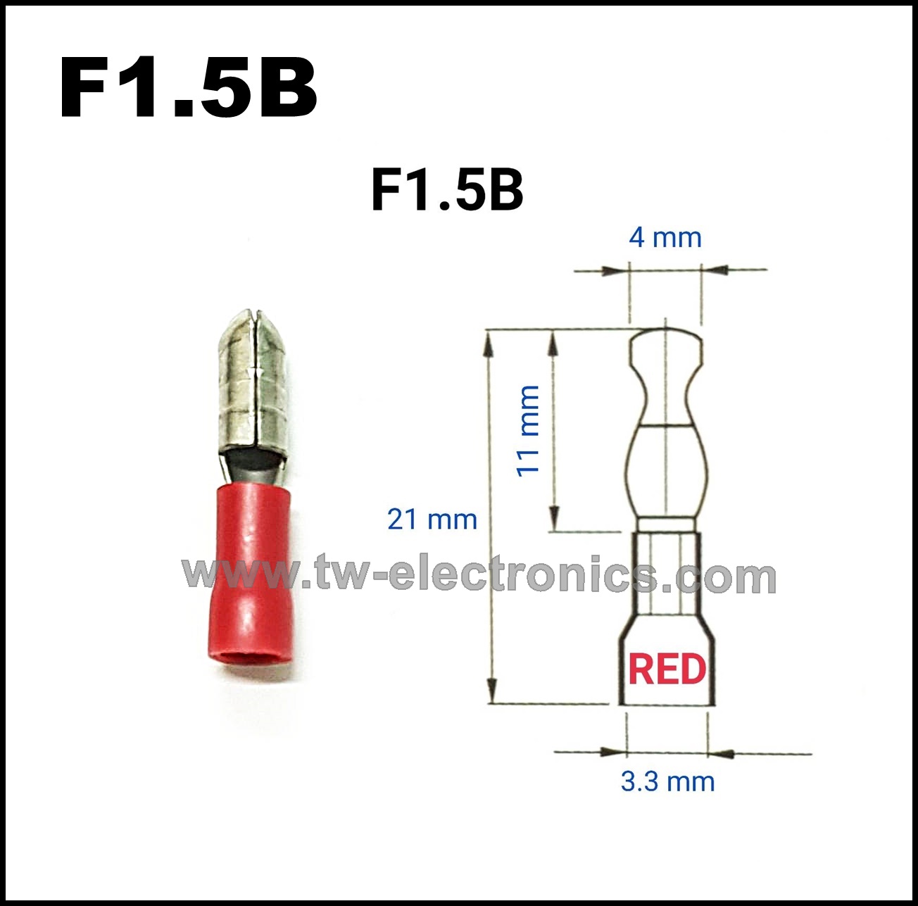 หางปลาเสียบกลม ตัวผู้ หุ้ม(สีแดง) T-LUG / F1.5B