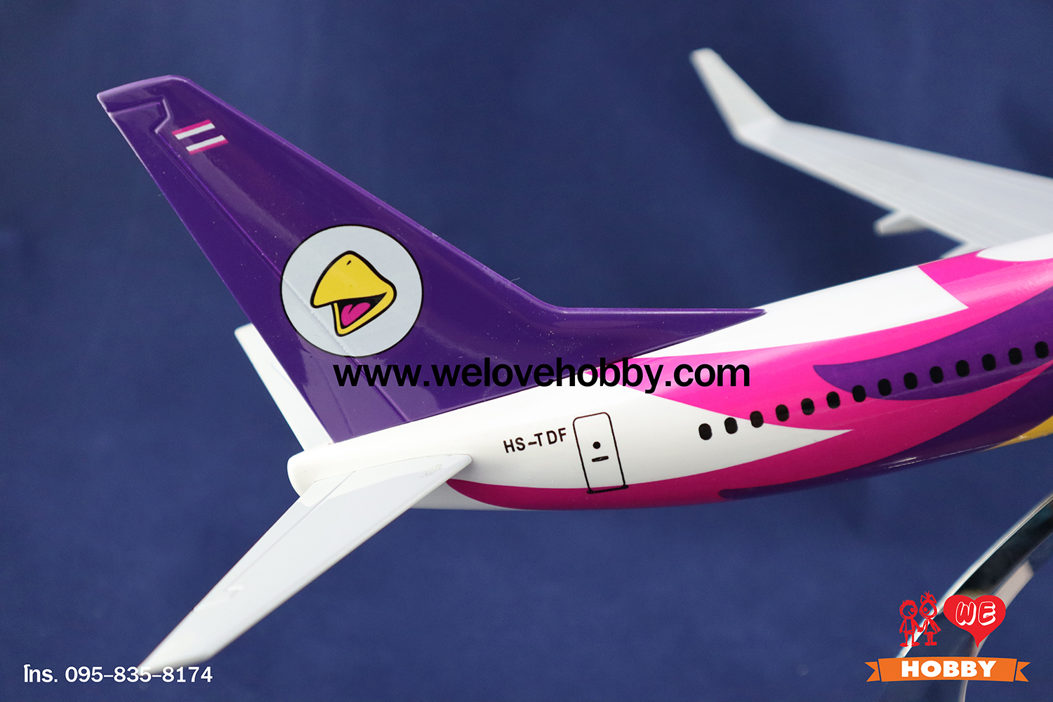 โมเดลเครื่องบิน นกแอร์ Nok Air (Boeing737) สีม่วง-ขาว ประเทศไทย ลำใหญ่