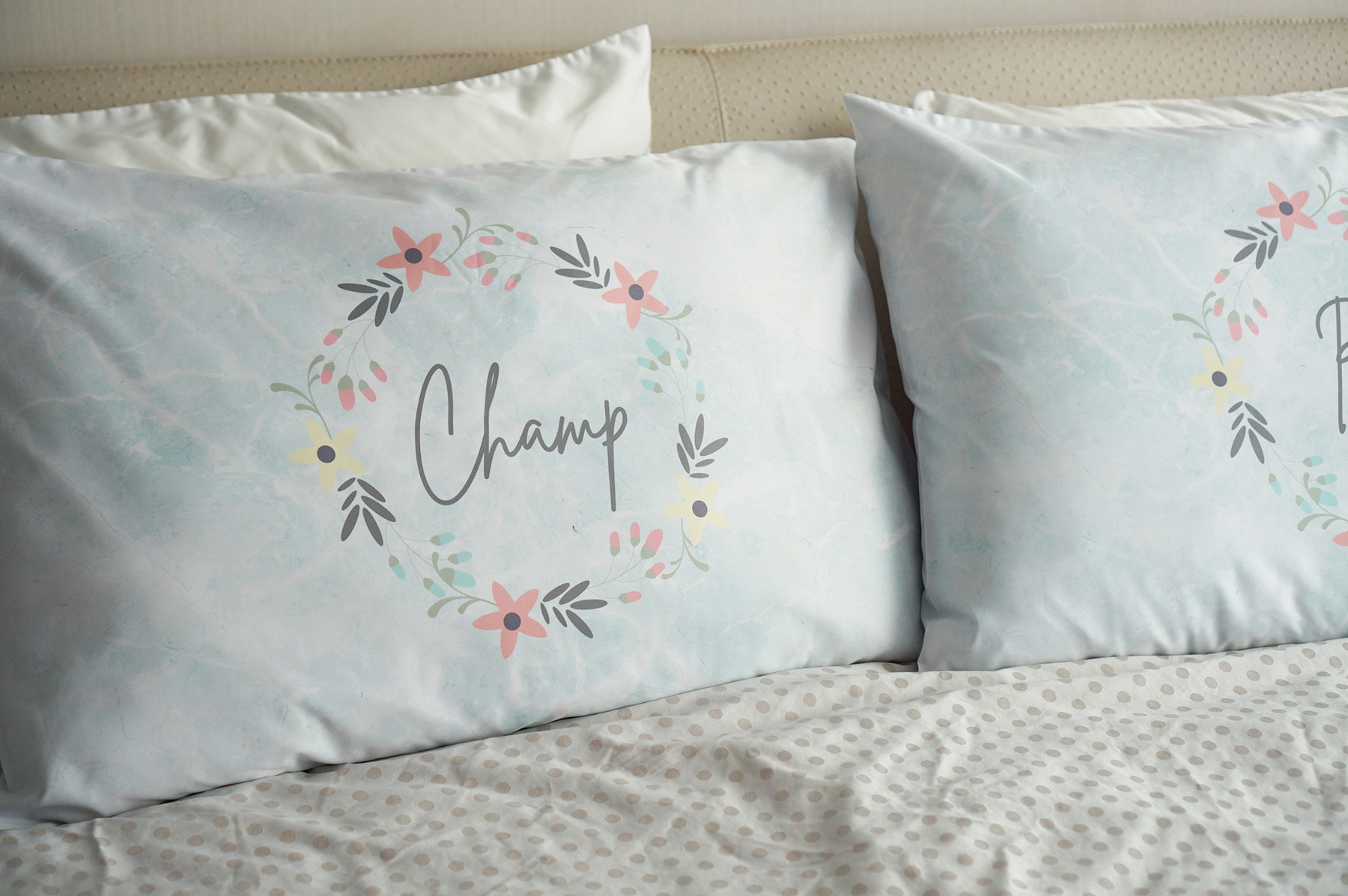 ปลอกหมอนหนุนคู่ลายหินอ่อนสีเขียว Floral Frame - Grey