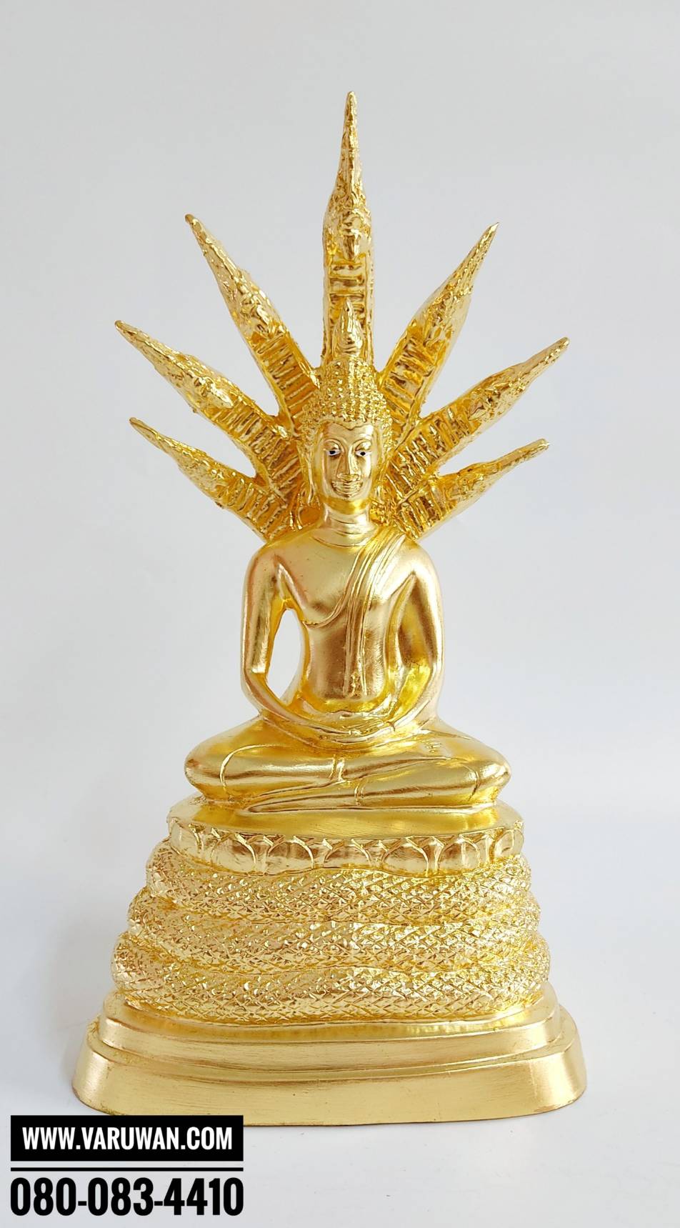 พระประจำวันเสาร์ (ปางนาคปรก) ทองเหลืองปิดทองแท้ พิมพ์ 5 นิ้ว