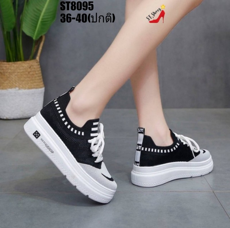 รองเท้าผ้าใบแฟชั่นผ้าทอแต่งสีทูโทน (สีชมพู)