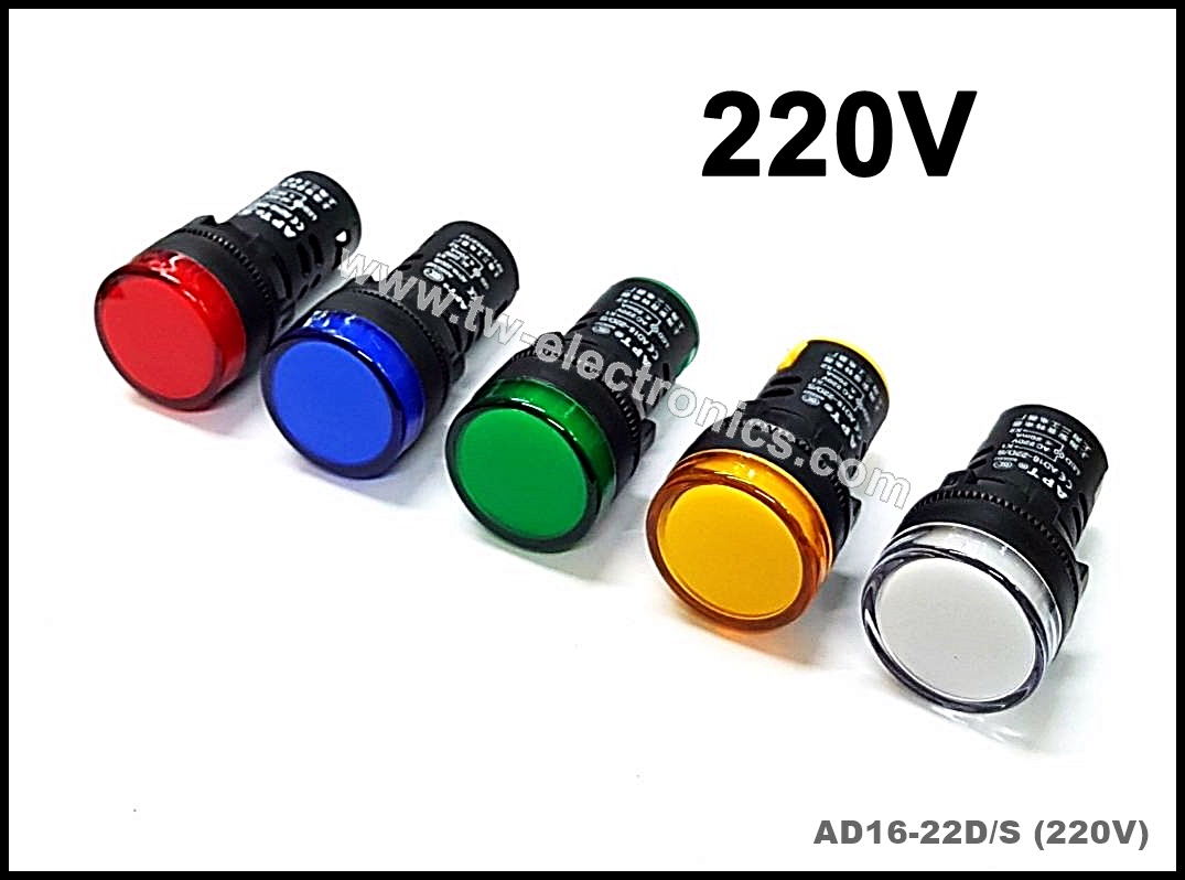 หลอดตู้คอนโทรล 22mm (220V) / AD16-22D/S Pilot Lamp