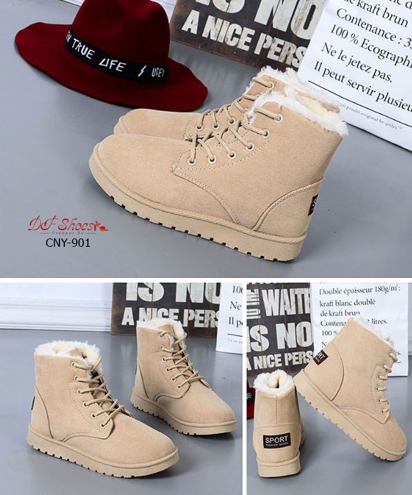 รองเท้าผ้าใบกันหนาวบุขน (สีดำ)