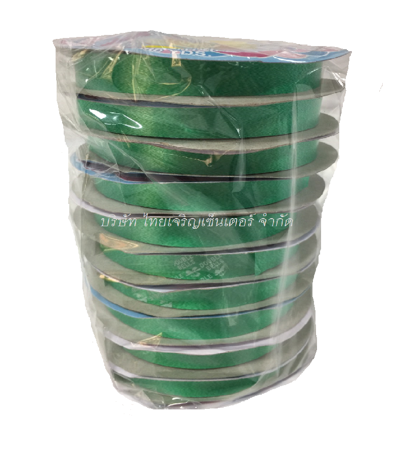 ริบบิ้นห่อเหรียญ ตราระฆัง NO.2 เนื้อใหม่ สีเขียวแก่ (แถว)