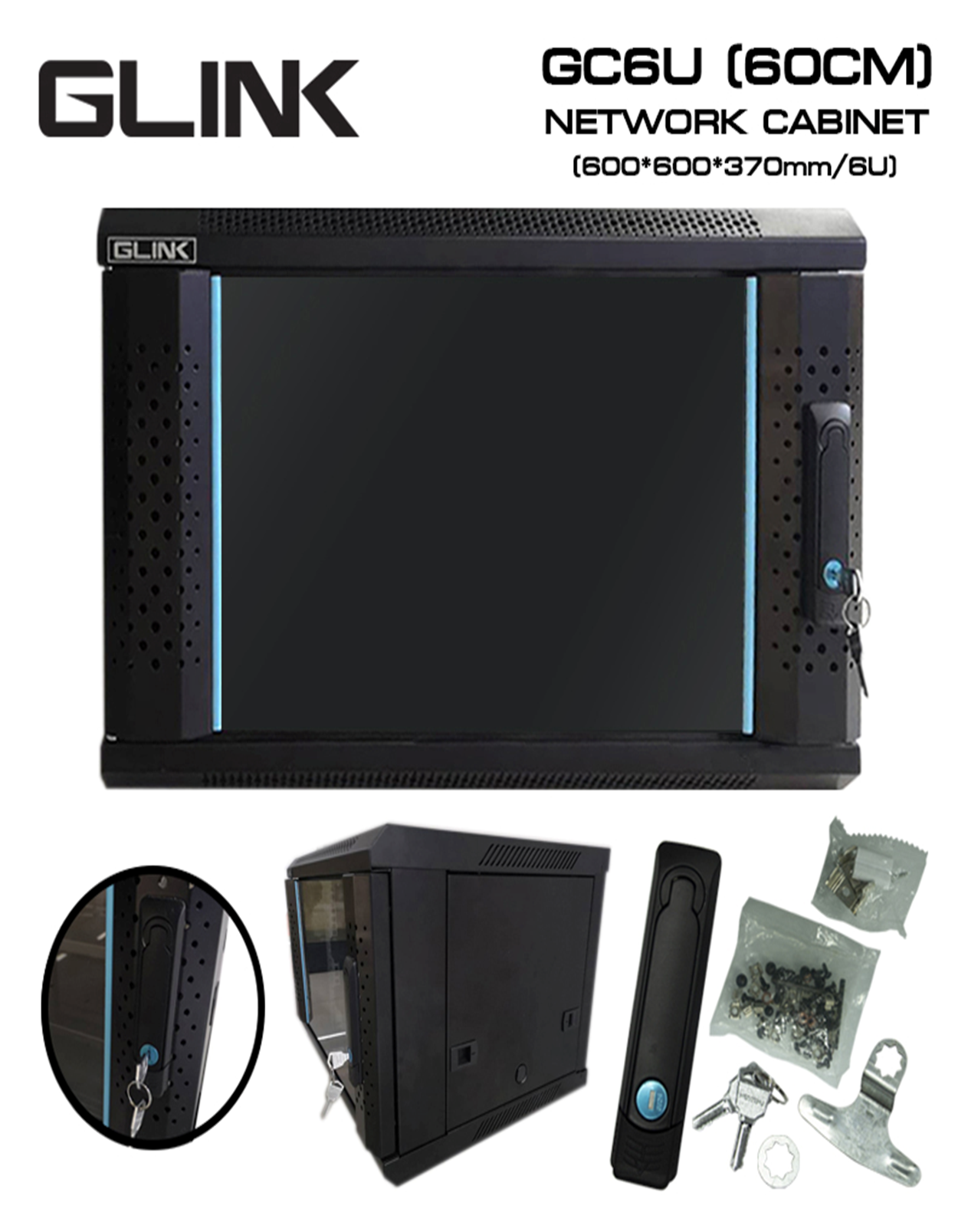 ขายถูก Glink Rack 6U 60*60*37 (A) ลึก 60 สีดำ/สีขาว ออกใบกำกับภาษีได้
