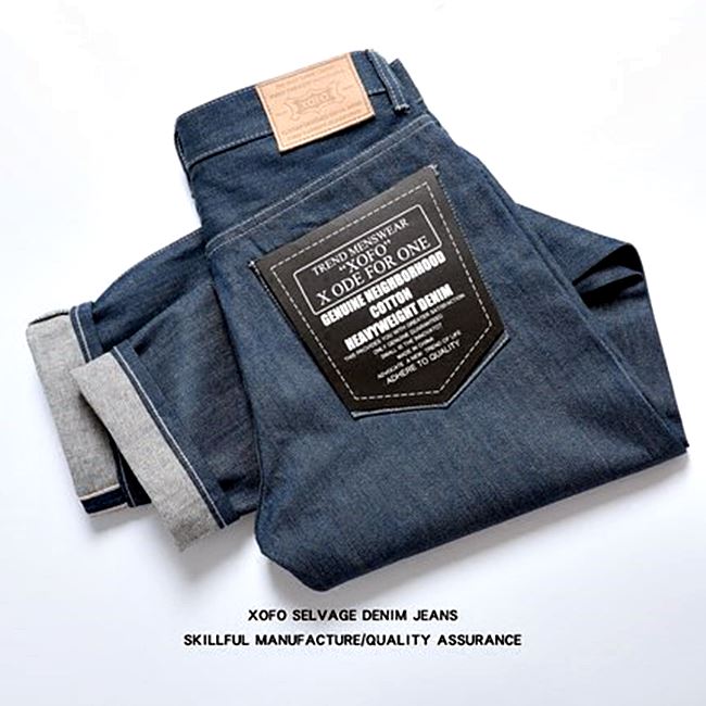 001044 กางเกงยีนส์ XOFO Selvage Denim สไตล์วินเทจ Version Jeans Straight type ผ้าริมแดง Size 28-38