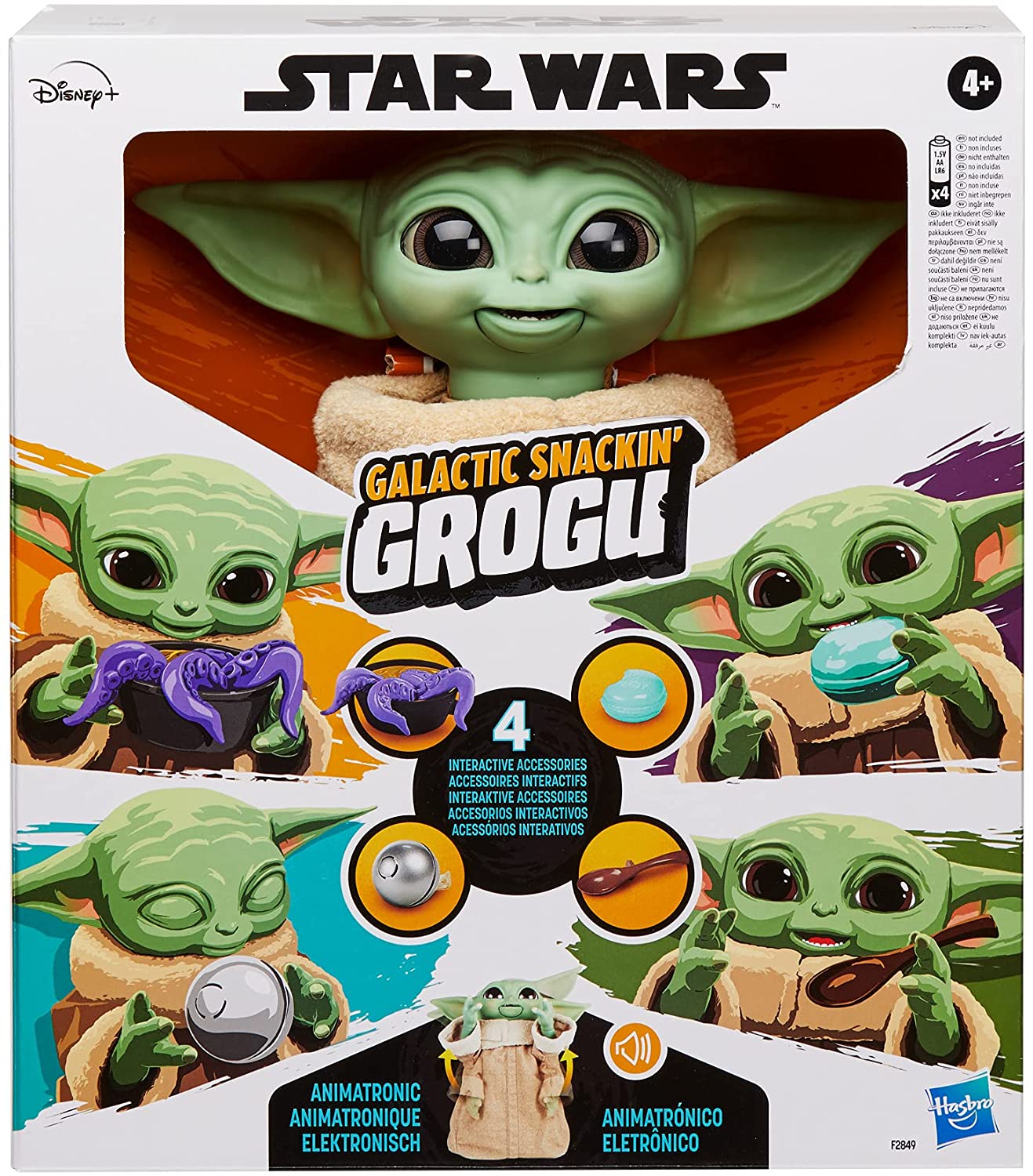 Hasbro Star Wars The Mandalorian Galactic Snackin’ Grogu Baby Yoda The Child Animatronic Edition Toy Figure ฮาสโบร สตาร์ วอร์ส แมนดาโรเลี่ยน หุ่นโมเดลฟิกเกอร์ เบบี้ โยดา แกแลคติค สแน็คกิ้ง โกรกู ขนาด 9 นิ้ว มีเสียงและท่าทาง 40 แบบ ขยับได้ ป้อนอาหารได้