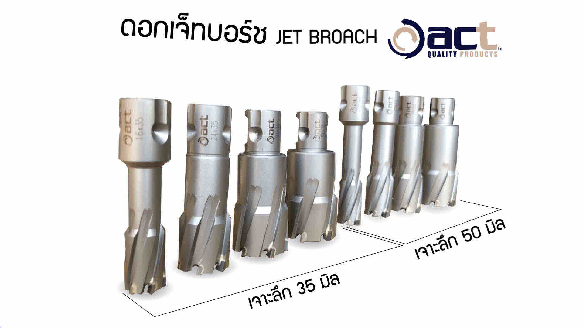 ACT รุ่น I-ACT-HC-50 เจาะลึก 50.0 mm / JETBROACH / Annular Cutters / ดอกเจทบรอช / ดอกคัตเตอร์เจาะเหล็ก