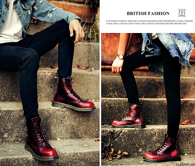 01051 รองเท้าบูท LZDZN Boots Leather Shoes high สไตล์วินเทจ [ชาย/หญิง] Size 35-44