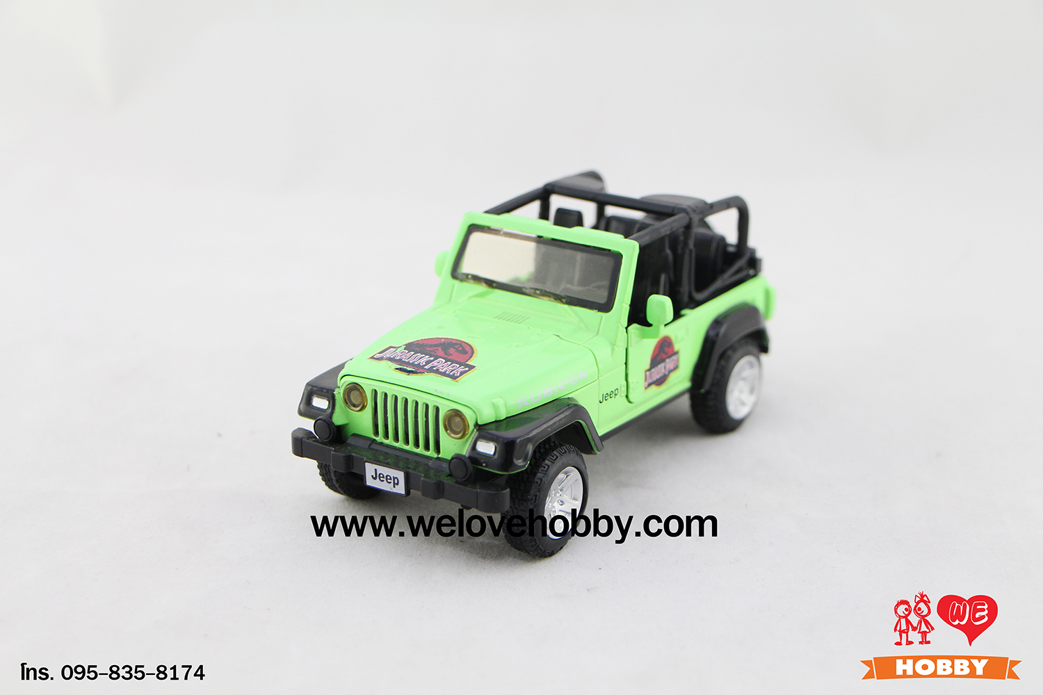 โมเดลรถจูราสสิค พาร์ค(Jurassic Park) Jeep Rubicon สีเขียว - มีเสียง / มีไฟ