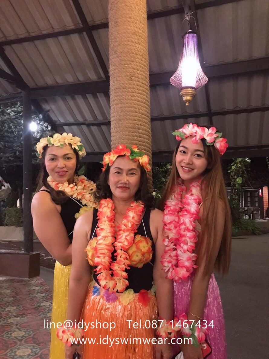 แบบที่ 1ขนาดยาว 60 cm สีชมพู กระโปรงเชือกฟาง Hawaii กระโปรงฮาวาย อย่างเดียว อย่างหนา