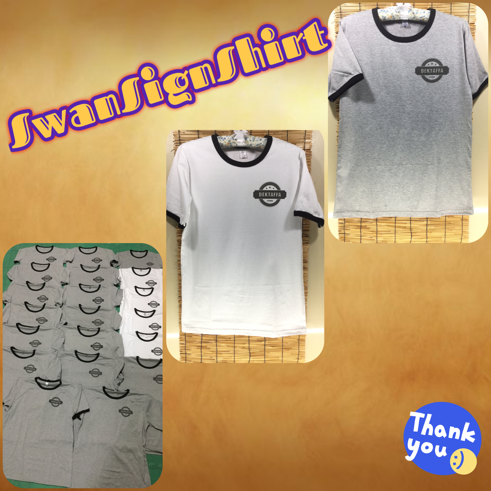 เสื้อยืด กุ๊นคอ สกรีนลาย