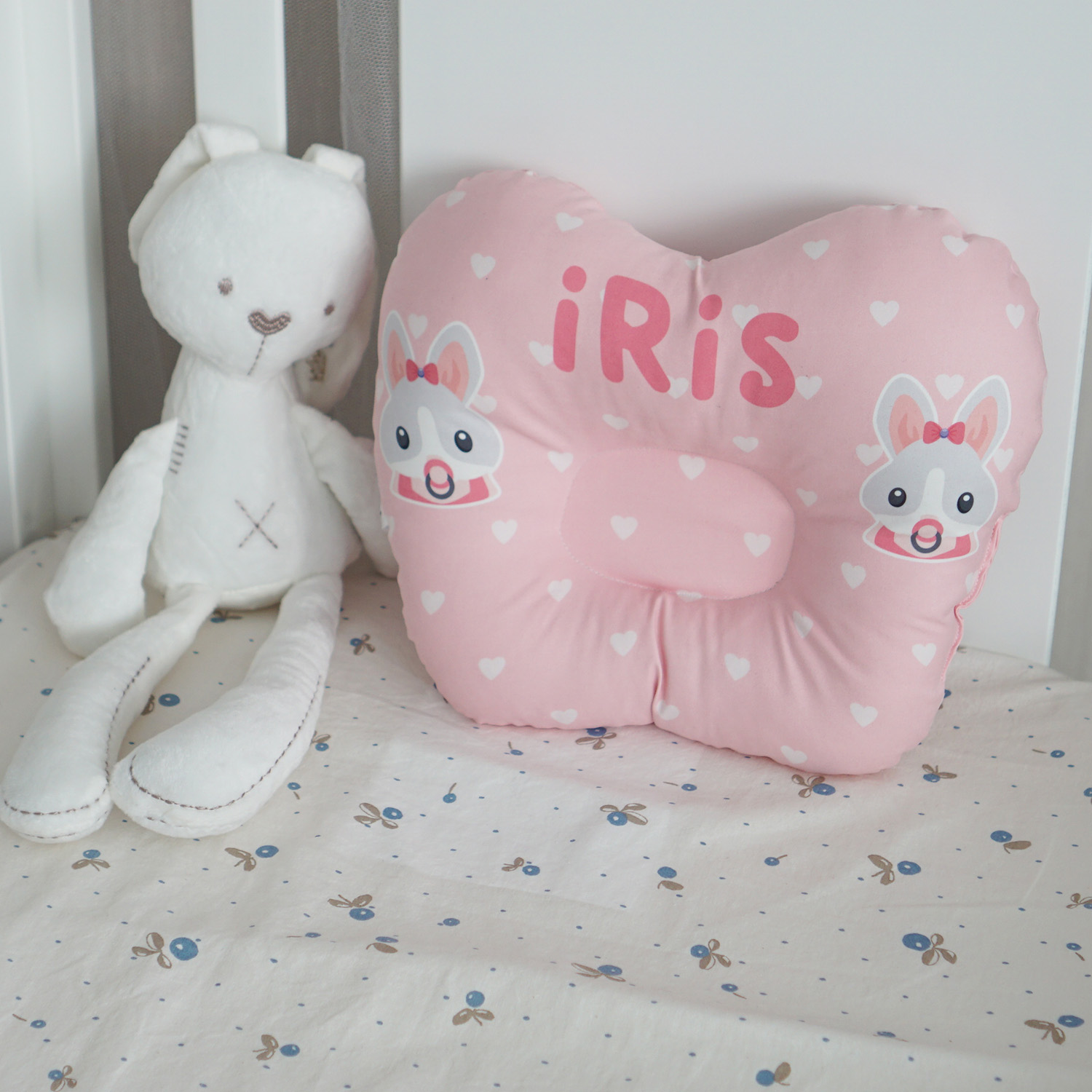 หมอนเด็ก หมอนหลุม Baby Pillow สั่งทำใส่ชื่อ ลาย Rabbit - Pink