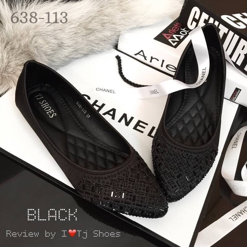 พร้อมส่ง : รองเท้าคัชชูส้นแบนชิคๆ (สีดำ)