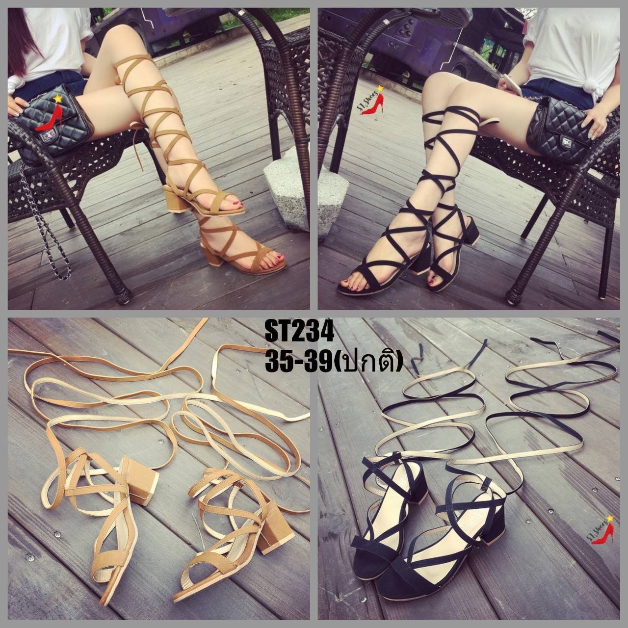 รองเท้า Gladiator ส้นตัน (สีน้ำตาล)