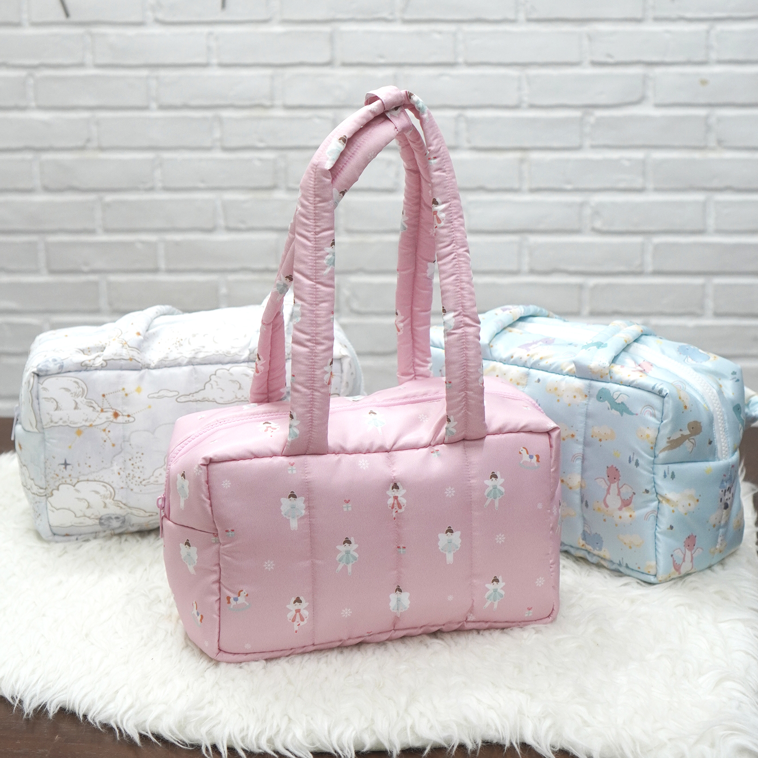 Fluffy Bowling Bag กระเป๋านุ่มนิ่ม ทรง Bowling สั่งทำใส่ข้อความ ลาย Sugar Plum Fairy - Pink