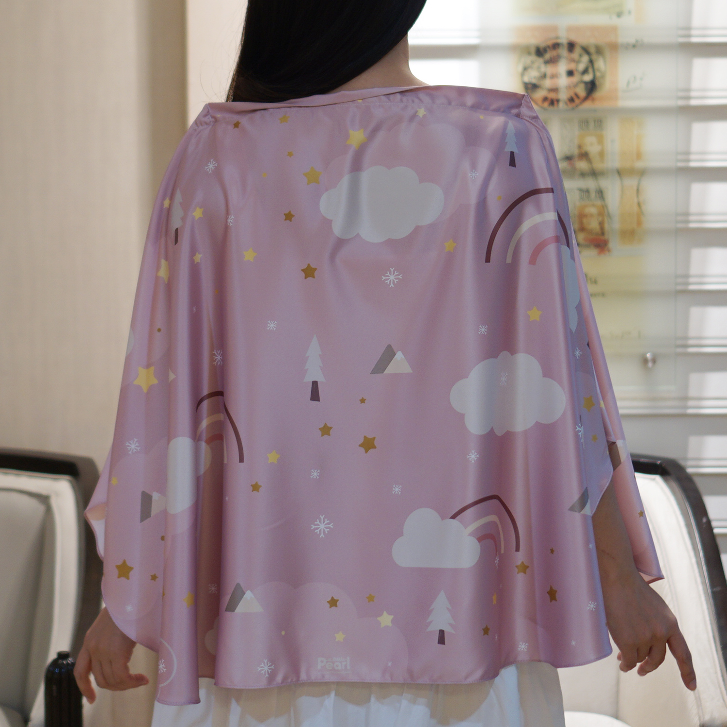 ผ้าคลุมให้นม สั่งทำใส่ชือ ลาย Woodland - Pink