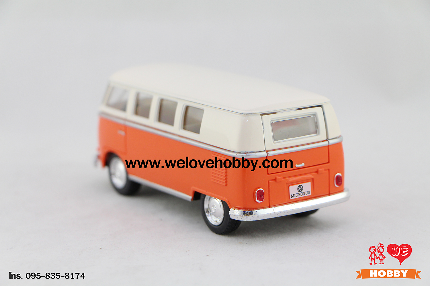 โมเดลรถตู้โฟล์คคลาสสิค 1962 Volkswagen Classical Bus สีส้ม-ครีม Scale 1:32