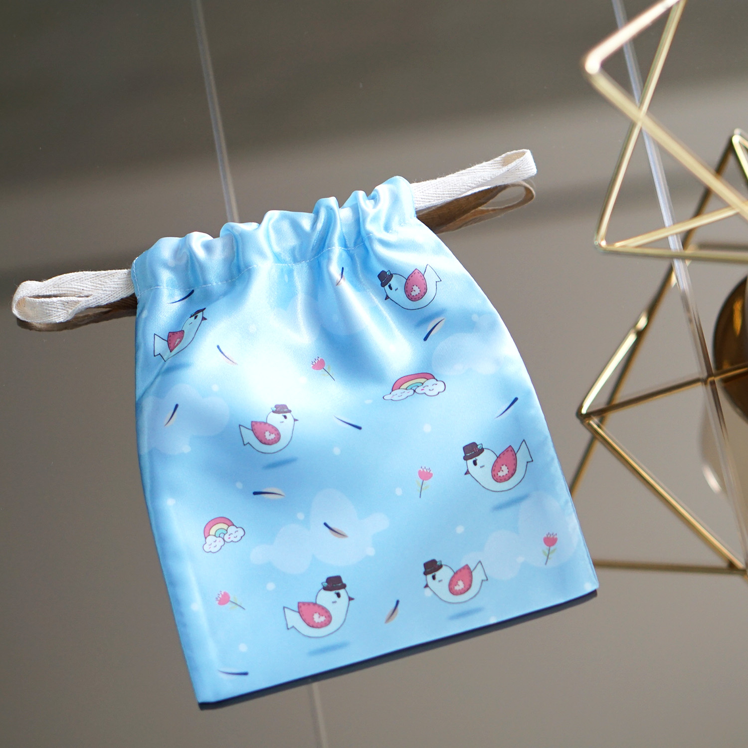 ผ้าคลุมให้นม สั่งทำใส่ชือ ลาย Bird - Blue
