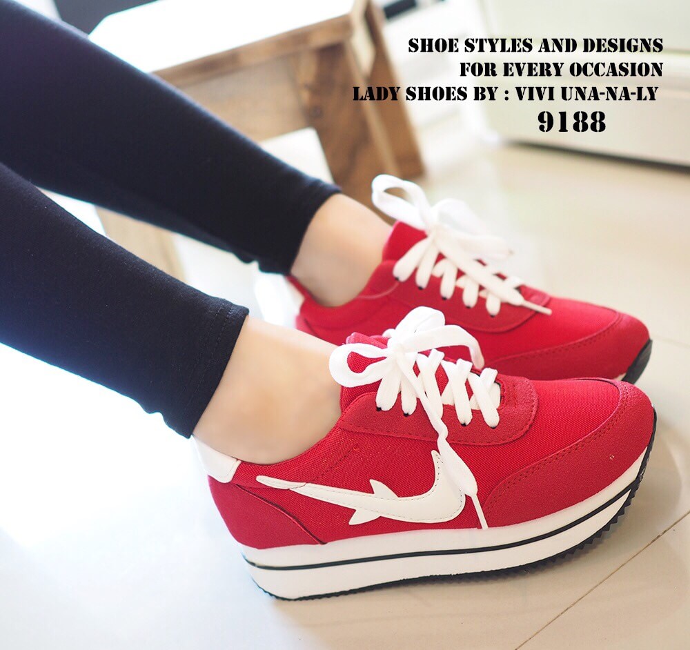 พร้อมส่ง : รองเท้าเสริมส้นทรงSport (สีแดง)