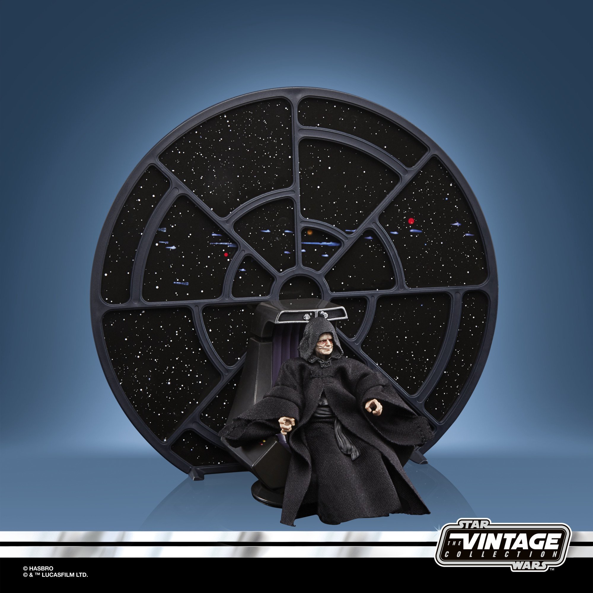 Hasbro Kenner The Vintage Collection Star Wars Emperor’s Throne Room Palpatine (SDCC 2021) 3.75-inch-scale Figure ฮาสโบร สตาร์ วอร์ส หุ่นโมเดลฟิกเกอร์ พัลพาทีน(พร้อมบัลลังก์ และหน้าต่างแบล็คกราวน์) ขนาด 3.75 นิ้ว ลิขสิทธิ์แท้