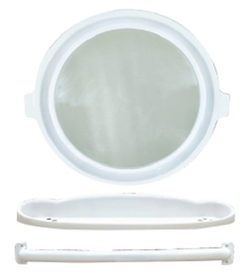 Vegarr VG333O-W กระจกรุ่นหนาพิเศษ แบบทรงกลม 3 ชิ้น สีขาว