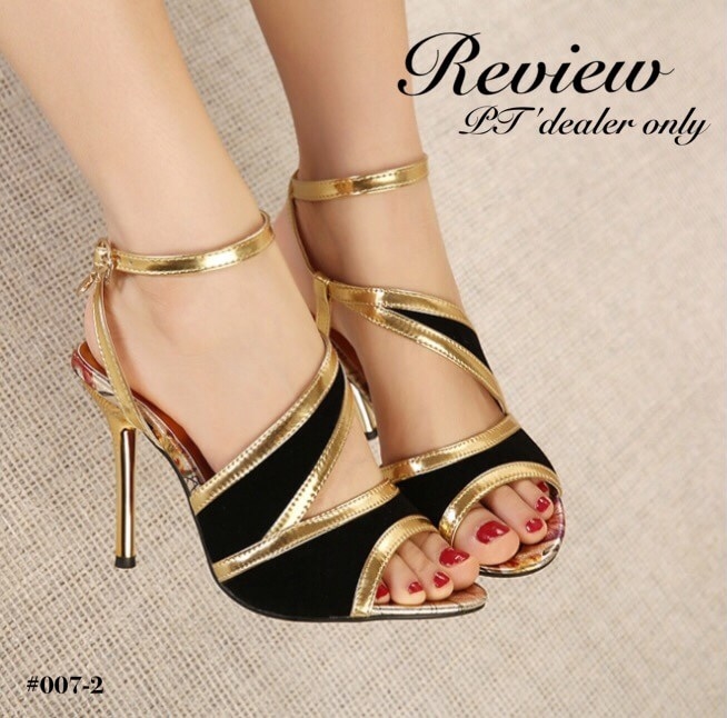 รองเท้าส้นสูงขลิปทอง (สีดำ)