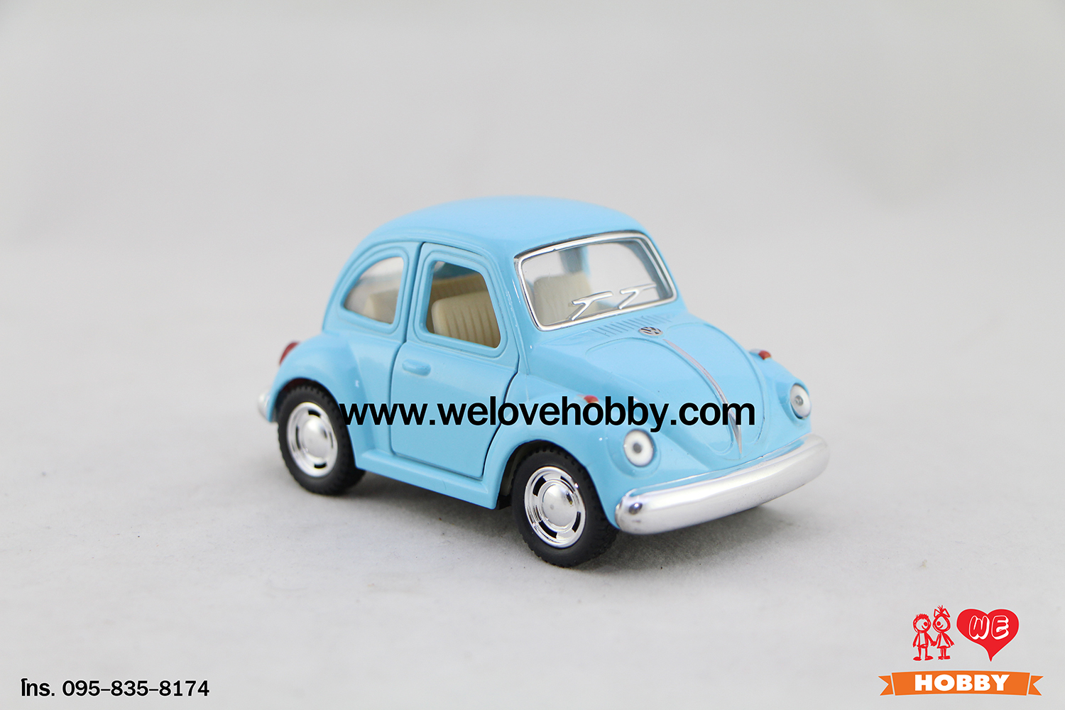 โมเดลรถคลาสสิค 1967 Volkswagen Classical Beetle ไซส์เล็ก สีฟ้า Pastel Scale : 4”