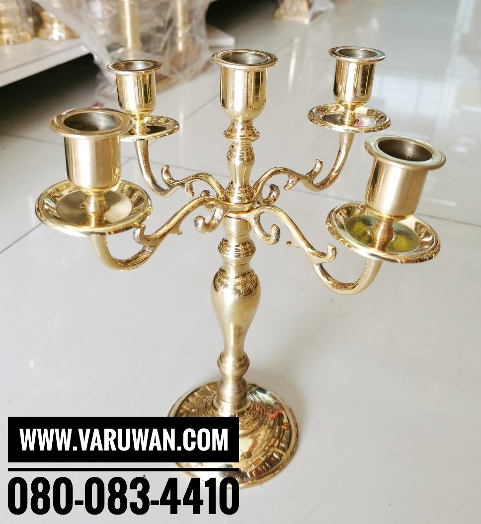 เชิงเทียนทองเหลือง 5 ช่อ