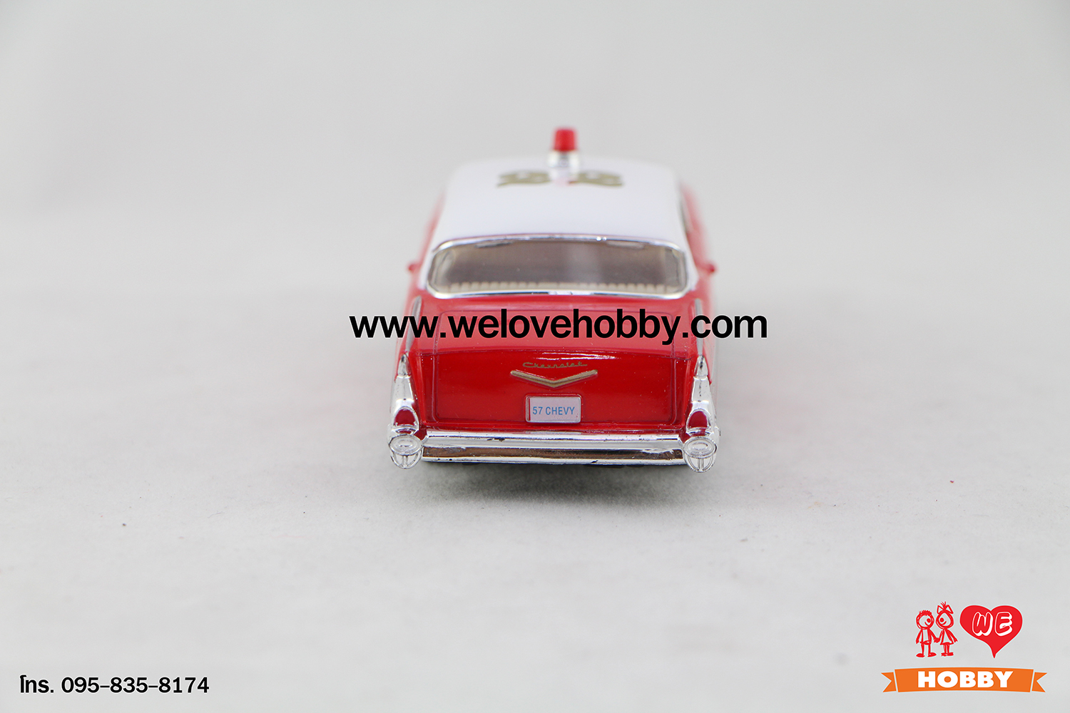 โมเดลรถดับเพลิง 1957 Chevrolet Chevy Bel Air สีแดง Scale 1:40 (สหรัฐอเมริกา USA)