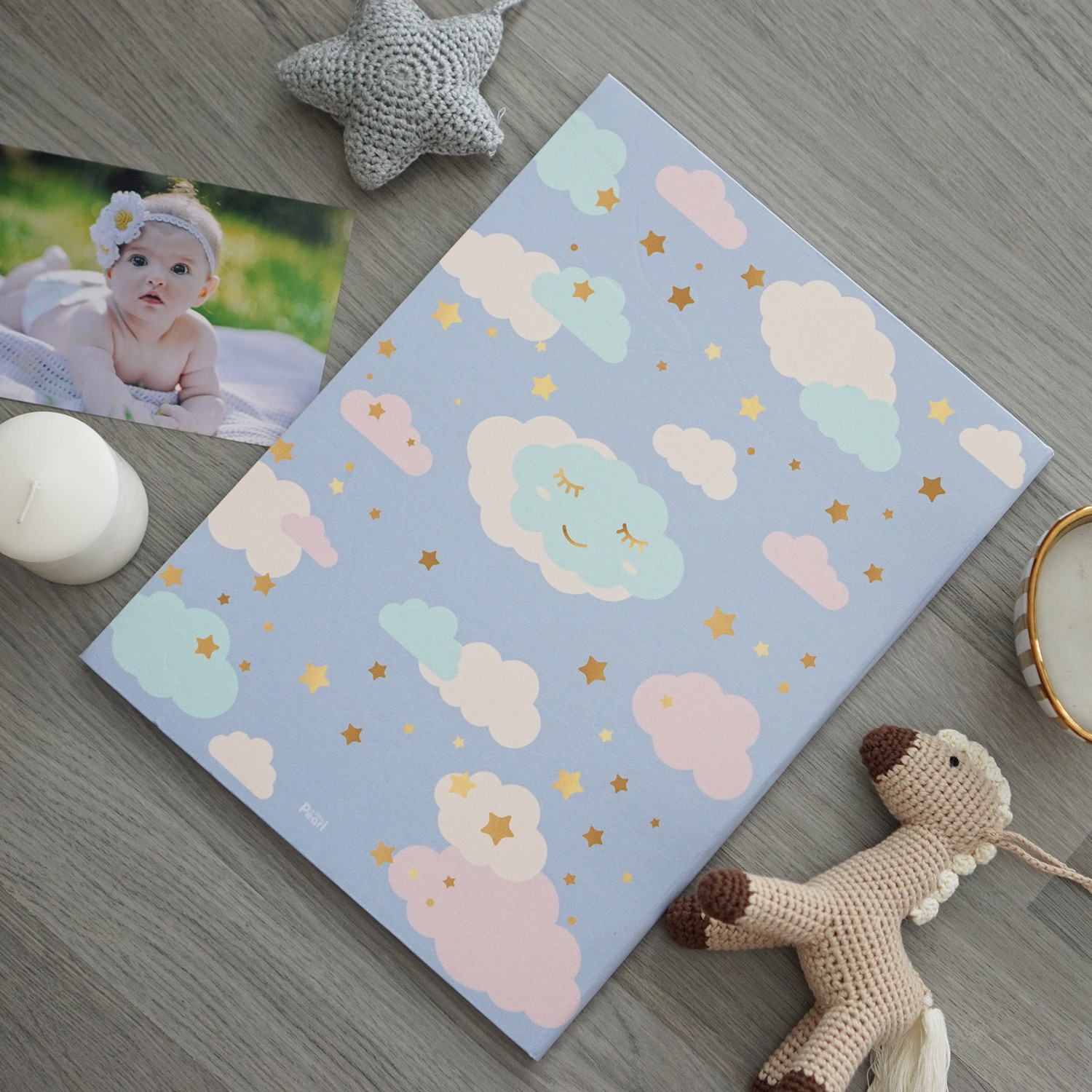 แฟ้มทะเบียนสมรส/สูติบัตร สั่งทำใส่ข้อความ ลาย Moon - Lavender