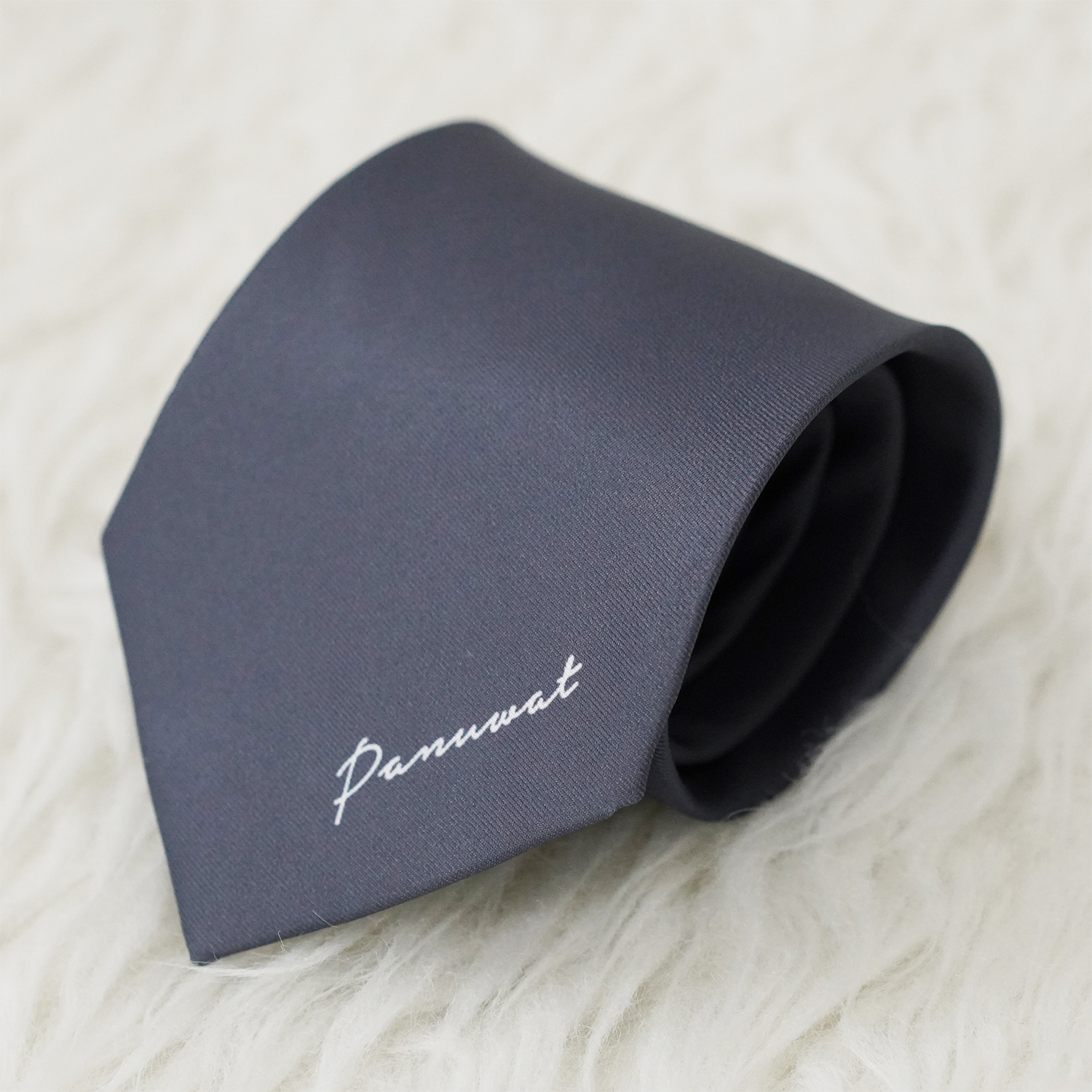 เนคไท สั่งทำใส่ชื่อ ขนาด 3.5" - Minimal - Dark Grey