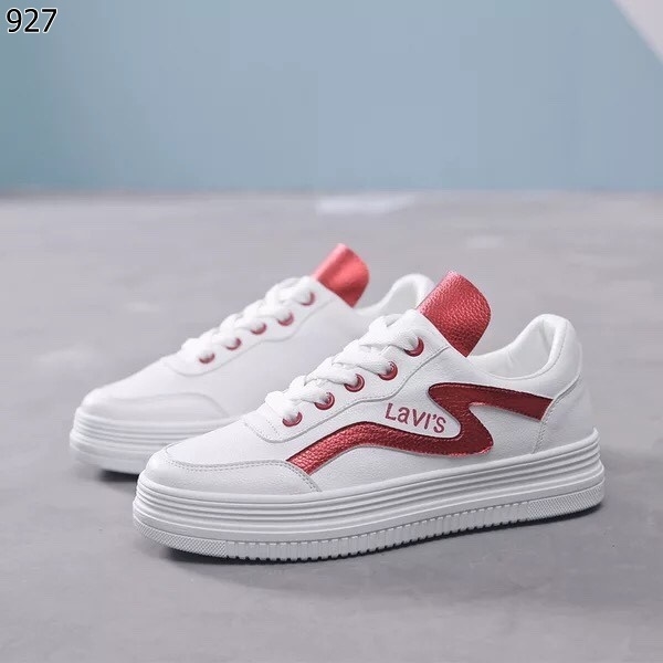 รองเท้าผ้าใบทรง Sport Girlแต่งลายแฟชั่น (สีเงิน)