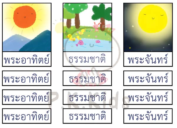 จัดหมวดหมู่ภาพกับสัญลักษณ์ : กลางวัน กลางคืน