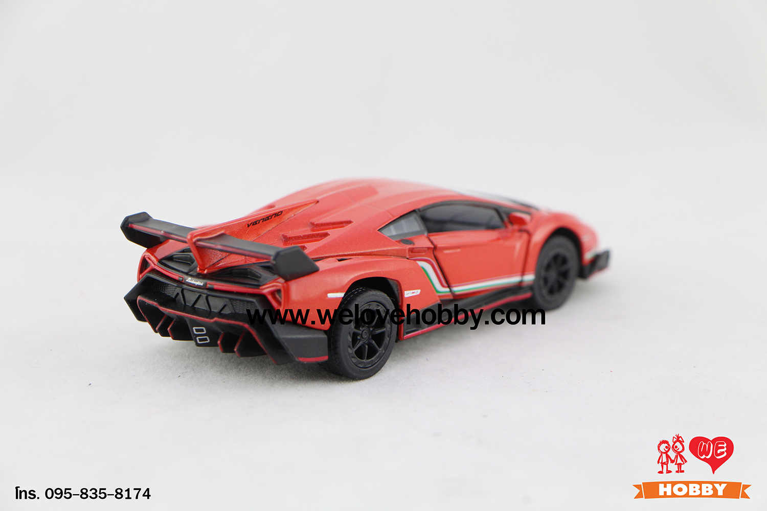 โมเดลรถซุปเปอร์ คาร์ Lamborghini Veneno สีส้ม Scale 1:36