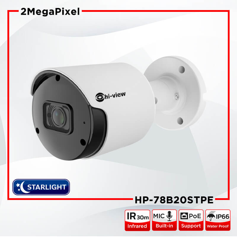 ขายถูก Hiview HP-78B20STPE กล้องวงจรปิดไฮวิว ระบบไอพี 2 ล้านพิกเซล ใช้งานภายนอกและภายใน ภาพสีแม้แสงน้อย มีไมค์ในตัว บันทึกภาพและเสียง ประกันศูนย์