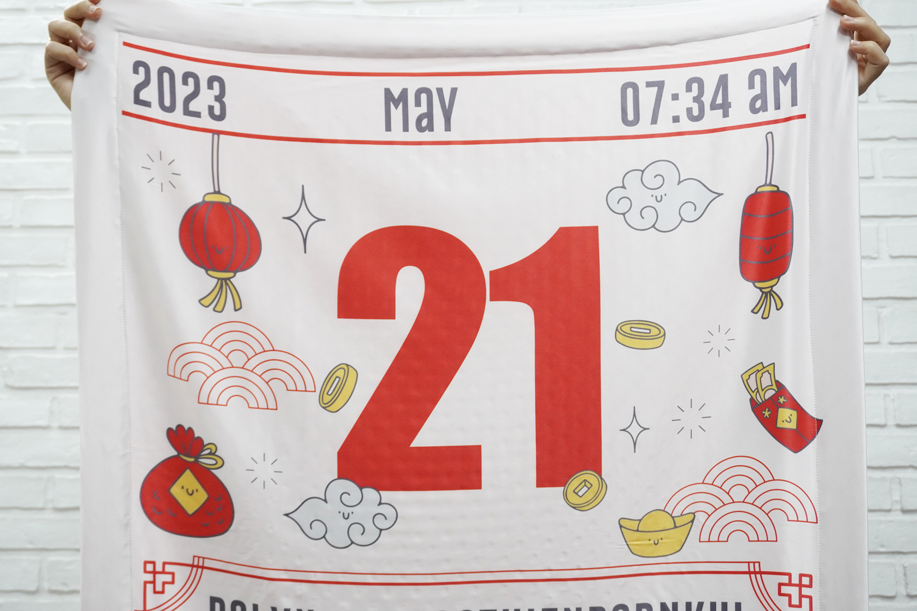 ผ้าห่มเด็ก ใส่ประวัติแรกเกิด ลาย Chinese Calendar - White/Grey สำเนา