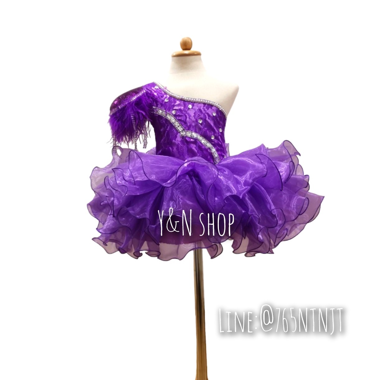 Y&NShop ชุดดรัมเมเยอร์ ชุดเชียร์ลีดเดอร์ เด็กหญิงอนุบาล-ประถมต้น แบบชุดไหล่ข้างเดียว